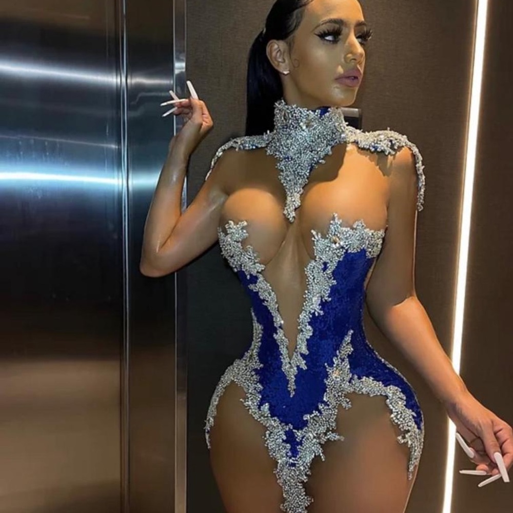 Stunning Blue and Silver Embellished Dress